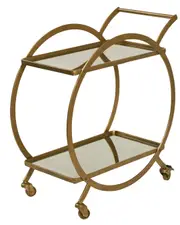 Walter Drinks Trolley Home Bar Cart Drink Display with Two Glass Shelves Gold