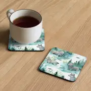 Wolf In Forest Cork-back coaster