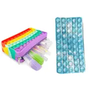 Fidget Pop Pencil Case - 2 Pack - 1x Rainbow & 1x Blue/White