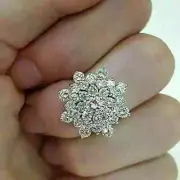 3Ct Round Cut Lab Created Diamond Cluster Engagement Ring 14K Yellow Gold Plated