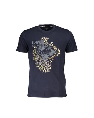 Cavalli Class Graphic Print Tee Men Blue T-Shirts