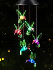 Gifts for Mom from Daughter Son Husband LED Solar Hummingbird Wind Chimes Indoor