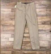 Dockers Pants Mens 32x34 Beige Straight Fit Flat Front Khaki Chino NEW