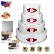Deluxe Anodized Aluminum 4-Pan Set, 3 Inch Depth for Perfect Layered Cakes