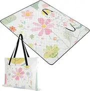 Yoogain Beach Necessities Portable Party Outdoor Camping Mat for Grass Picnic Items Colorful Fresh Summer Flowers 60x80in