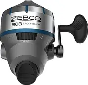 [Zebco] 808 Saltwater Spincast Fishing Reel, Stainless Steel Reel Cover with ABS Insert, Quickset Anti-Reverse and Bite Alert, Pre-spooled with 20-Pound Fishing Line, Size 80, Silver
