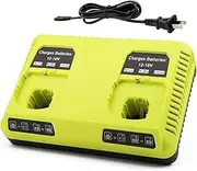 [LaiCaiLU] 6Ah 18V Lithium Battery Compatible with RYOBI One+ Tools, Replacement for P108, RB18L20, RB18L40, P107, RB18L15 Cordless Power Tool Battery(Dual Charger)