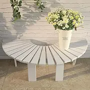 Fan-Shaped Garden Bench Seat, Semi-Circular Tree Bench Backless, Solid Wood Curved Flower Stool Outdoor Furniture Wrap Around Park Patio Seating(Half Round)