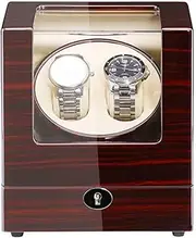 DoubleWatchWinderforAutomaticWatchesWoodShellPianoPaintExteriorAdapterandBatteryPoweredQuietMotor Needed KeYJ