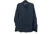 Jeanswest Navy Blue Patterned Button Up Shirt Long Sleeve Mens Size L NEW