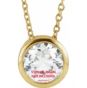 6.5mm 1ct Solid 14k Yellow Gold Round Bezel SLIDE PENDANT Mounting Setting USA