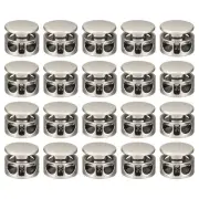 24pcs Double Hole Spring Cord Locks Toggle Stopper for Clothes Pearl Nickel