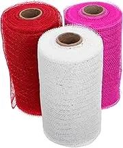 iplusmile 3 Rolls Valentine's Day Heart Mesh Decoration Romantic Tulle Fabric Ribbon for Weddings Anniversaries and Proposals Easy to Use and Soft Mesh Material