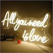 Hanging Art Neon Signs All You Need Is Love Sign For Friends Lover Wall Decoration Neon Art Deco Suitable For Wedding Home, Bar, Party, Christmas (Color : Warm White)