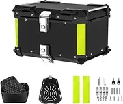 Aluminum Motorcycle Trunk Helmet Box Universal Tail Box Top Box Travel Motorcycle Rear Luggage Cases Toolbox(Black-80L)