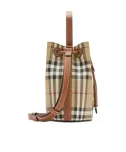 Burberry Checked Drawstring Shoulder Bag One size Nude