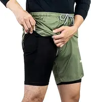 [Aptoco] Gym Shorts for Men, 2 in 1 Mens Running Shorts, Workout Shorts Quick-Dry Shorts with Pockets