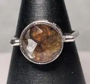 PALLASITE METEORITE SPINNER RING, LARGE - Size 7 Adjustable