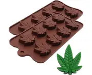 Marijuana Cannabis Weed Hemp Leaf Silicone Molds for Pot Candy Mold Chocolate Gummy Gummies, 2 Pack - Brown