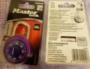 Master Lock Padlock Dial Combination Lock 1-7/8 in Wide Purple "Lot of 2" NEW