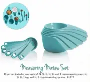 Tupperware Measure Mates 12 Pc Cups & Spoons Set. Teal (New) 2025