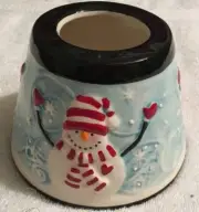 Save the Joy Designer Christmas Candle Shade Snowmen Holiday Ceramic New in Box