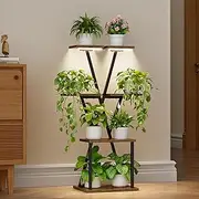 BEVAURORA Plant Stand Indoor with Grow Lights - Corner Plant Stand, 39" Corner Shelf for Indoor Plants Multiple, 4 Tiered Metal Holder for Living Room, Patio, Hallway, Black