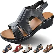 [YECDET] Sadanar Orthopedic Arch Sandals,Women's Orthopedic Open Toe Sandals,Leather Orthopedic Arch Support Sandals