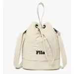 FILA 原價1980$ 杏色 米白 LOGO 刺繡 絎縫 手提包 側背包 水桶包