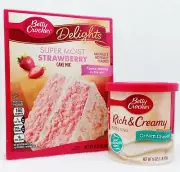 Betty Crocker Super Moist STRAWBERRY Cake Mix & CREAM CHEESE Creamy Frosting Set