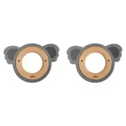 2x Urban Pink/Natural 8.5cm Silicone/Wood Koala Teether Ring Baby/Infant Feeding