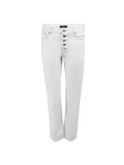 White Contrast Stitch Straight Jeans