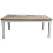 Boston Timber Glass 179.5cm Dining Table Kitchen Home Rect Furniture Whitewash