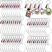 200Pcs Keychain Blank Kit - Acrylic Clear Blanks, Rings, Jump Rings, Tassels for DIY Keychain Pendant Crafting