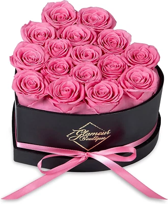 16 rosas preservadas en una caja de corazón, flores para el día de San Valentín