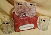 LEAD CRYSTAL GLASS SET 4 OXFORD BOHEMIA POLTAR 300 ML OLD FASHIONED SKLARNE.