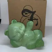 Fenton Chameleon Green Reclining Bear Hand painted With Box