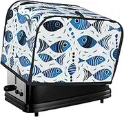 Blue Black Fish Print 2 Slice Toaster Cover Fingerprint Bread Maker Protectors,Kitchen Small Appliance Dust Cover