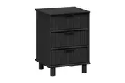 Randy 3-Drawer Bedside End Lamp Side Table Woodgrain Black