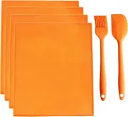 4Pcs Silicone Dehydrator Mats Food Tray Sheets Scraper Brush with Edge for Fruit