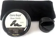 Shoe Polish Wax By Care Guys: Black Wax For Leather Shoes With Special High Gloss Shine & Protection - 2.7oz Professional Paste With A Shine Sponge & A Polyester Cloth ? Cleans Nourishes & Refines