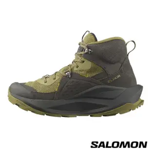 【salomon官方直營】男 ELIXIR Goretex 中筒登山鞋(黑/草藥綠/南苔綠)