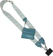 Save the Girls XOXO Clip and Go Phone Strap (Peacock Blue - Peacock Blue Pouch) - Crossbody Phone Strap Chain with Zipper Wallet Pouch – Phone Lanyard Zippered
