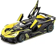 Toy Car Model for Bugatti Compatible with 1:24 Bugatti Bolide Alloy Diecast Car Toy with Lights and Music, Pull Back Car Toys for Kids Boys Girls Gift (Yellow)