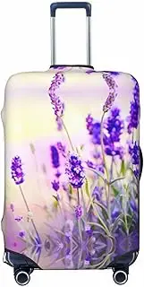 [CADREWY] Lavender flower Print Travel Suitcase Cover Luggage Protector with Elastic Anti Scratch for Carry On, Black, Small