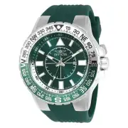 Invicta Men's Watch Aviator Compass Green and Silver Dial Rubber Strap 21622