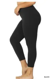 NWT Women Plus Size Black Capri Leggings Sizes 1X 2X 3X Fall Yoga Exercise