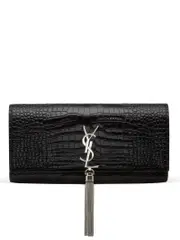 Saint Laurent Kate Clutch in Embossed Crocodile Shiny Leather