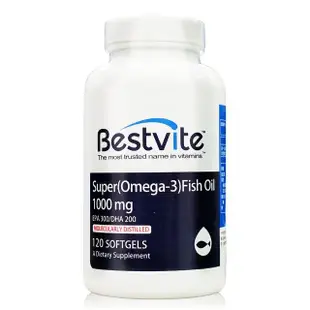 【美國BestVite】必賜力超級OMEGA-3魚油膠囊1瓶(120顆-效期至2026/10/31)