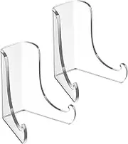Clear Easel Stand for Display - 2X Decorative Frame Holder,Deep Support Ledges Stand, Picture Drawing Display for Workplace, Home, Shelf, Desk